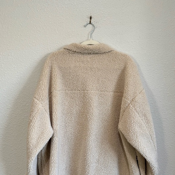 Good American Sherpa Teddy Fleece Shacket Oversized Jacket Cream Size 3/4 - Picture 9 of 10